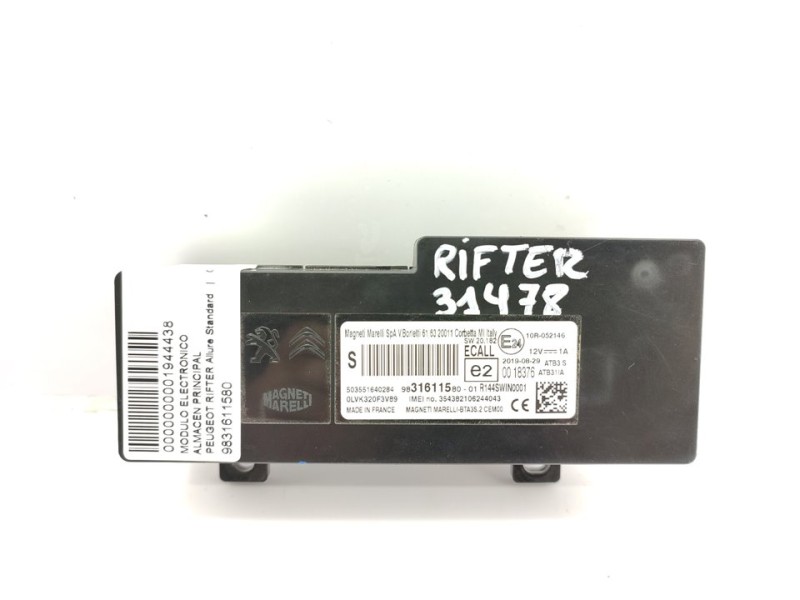 Recambio de modulo electronico para peugeot rifter allure standard referencia OEM IAM 9831611580  