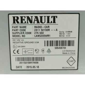 Recambio de sistema audio / radio cd para renault captur adventure referencia OEM IAM 281150198R  