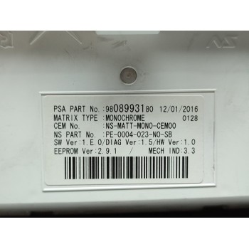 Recambio de cuadro instrumentos para peugeot 5008 allure referencia OEM IAM 9808993180  