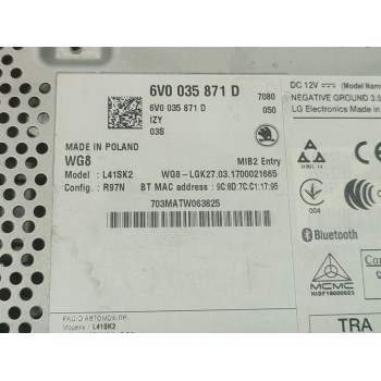 Recambio de pantalla multifuncion para skoda fabia active referencia OEM IAM 6V0035871D  