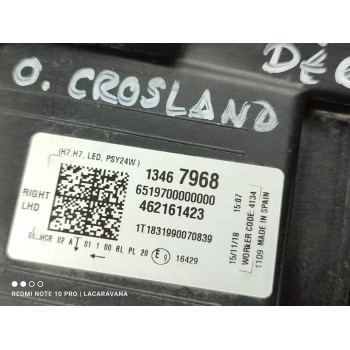 Recambio de faro derecho para opel crossland x edition referencia OEM IAM 13467968  