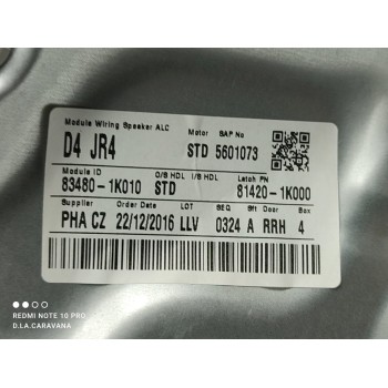 Recambio de elevalunas trasero derecho para hyundai ix20 gls comfort referencia OEM IAM 834801K010  