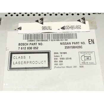 Recambio de sistema navegacion gps para nissan qashqai (j10) acenta referencia OEM IAM 25915BH20C  