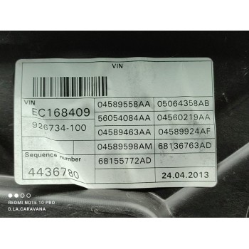 Recambio de elevalunas delantero derecho para jeep gr.cherokee (wk) 3.0 crd limited referencia OEM IAM 68079286AA  