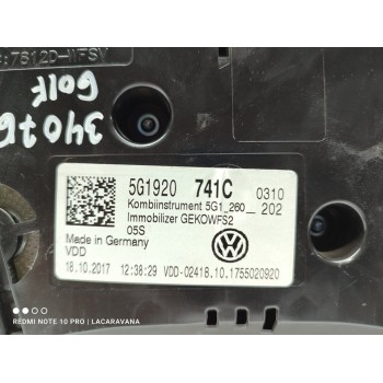 Recambio de cuadro instrumentos para volkswagen golf vii variant (bv5) business referencia OEM IAM 5G1920741C  