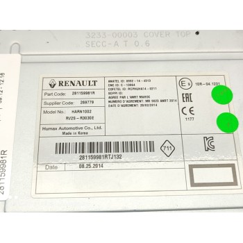 Recambio de sistema audio / radio cd para renault clio iv authentique referencia OEM IAM 281159981R  