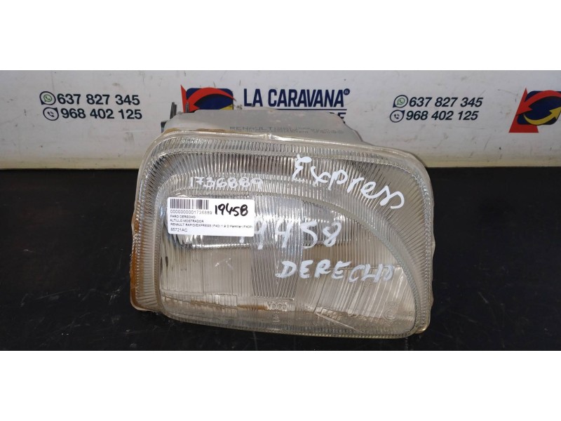 Recambio de faro derecho para renault rapid/express (f40) 1.9 d familiar (f40p) referencia OEM IAM 85721AC  