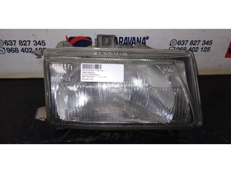 Recambio de faro derecho para seat ibiza (6k) referencia OEM IAM 6K1941016L  