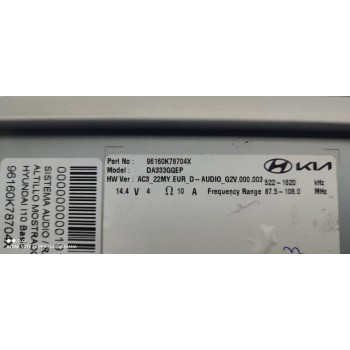 Recambio de sistema audio / radio cd para hyundai i10 basis referencia OEM IAM 96160K78704X  
