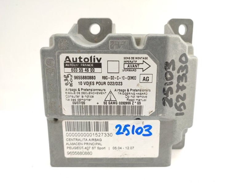 Recambio de centralita airbag para peugeot 407 st sport referencia OEM IAM 9655880880  