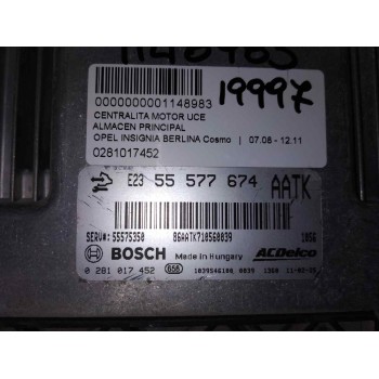 Recambio de centralita motor uce para opel insignia berlina cosmo referencia OEM IAM 55577674  
