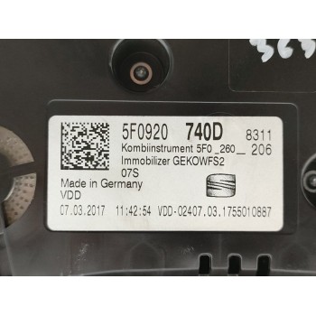 Recambio de cuadro instrumentos para seat leon (5f1) style referencia OEM IAM 5F0920740D  