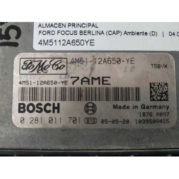 Recambio de centralita motor uce para ford focus berlina (cap) ambiente (d) referencia OEM IAM 4M5112A650YE  