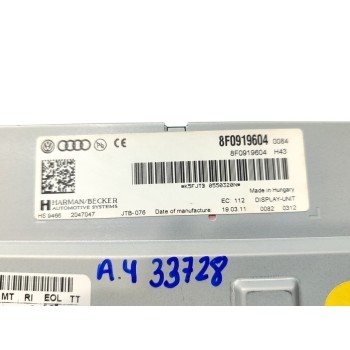 Recambio de pantalla multifuncion para audi a4 avant (8k5) (2008) básico referencia OEM IAM 8F0919604  