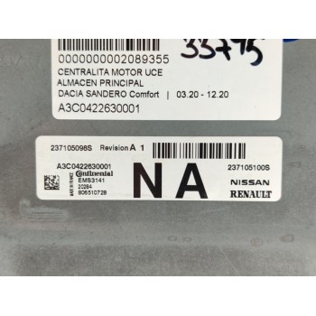 Recambio de centralita motor uce para dacia sandero comfort referencia OEM IAM A3C0422630001  