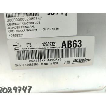 Recambio de centralita motor uce para opel mokka selective referencia OEM IAM 12669321  