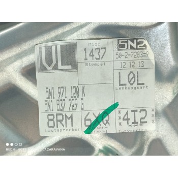 Recambio de elevalunas delantero izquierdo para volkswagen tiguan (5n2) advance bluemotion referencia OEM IAM 5N1837729G  