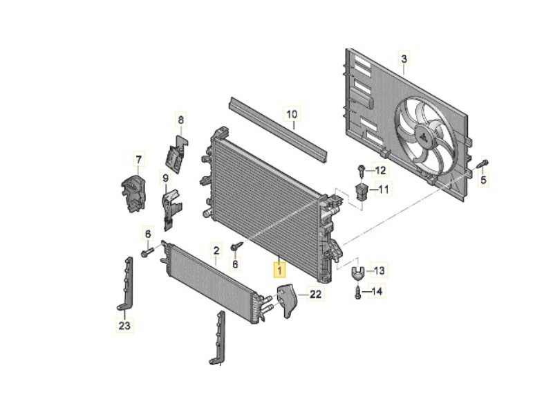 Recambio de radiador agua para volkswagen t6.1 caravelle (sh) caravelle trendline fwd referencia OEM IAM 7E0121253F  