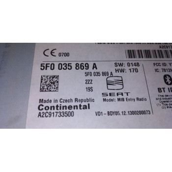 Recambio de sistema audio / radio cd para seat leon sc (5f5) fr referencia OEM IAM 5F0035869A  