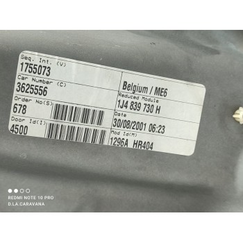 Recambio de elevalunas trasero derecho para volkswagen golf iv berlina (1j1) básico referencia OEM IAM 1J4839756E  