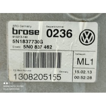Recambio de elevalunas delantero derecho para volkswagen tiguan (5n1) +motion referencia OEM IAM 5N0837756  