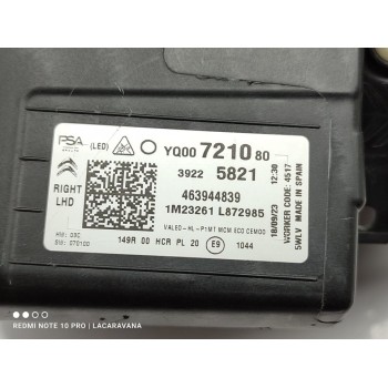 Recambio de faro derecho para citroën c3 aircross c-series referencia OEM IAM YQ00721080  