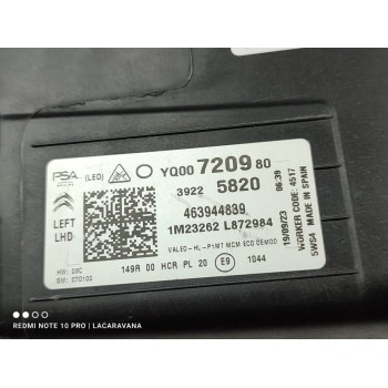 Recambio de faro izquierdo para citroën c3 aircross c-series referencia OEM IAM YQ00720980  