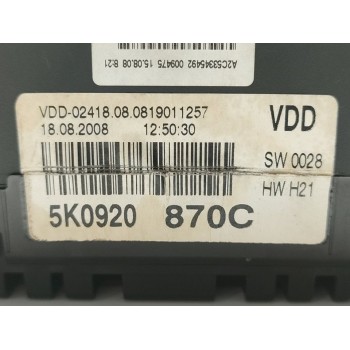 Recambio de cuadro instrumentos para volkswagen golf vi (5k1) advance referencia OEM IAM 5K0920870C  