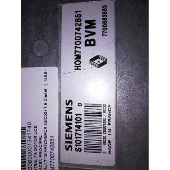 Recambio de centralita motor uce para renault 19 hatchback (b/c53) 1.9 diesel referencia OEM IAM HOM7700742851  