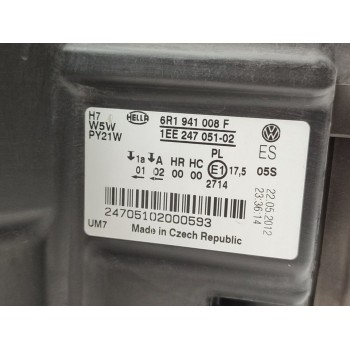 Recambio de faro derecho para volkswagen polo (6r1) advance referencia OEM IAM 6R1941008F  