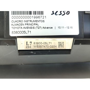 Recambio de cuadro instrumentos para toyota avensis (t27) advance referencia OEM IAM 8380005L71  