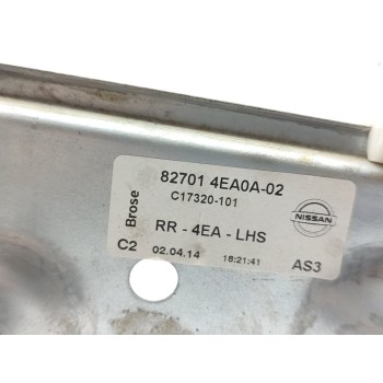 Recambio de elevalunas trasero izquierdo para nissan qashqai (j11) tekna referencia OEM IAM 827014EA0A  