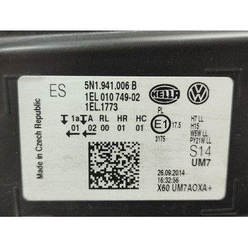 Recambio de faro derecho para volkswagen tiguan (5n2) advance bluemotion referencia OEM IAM 5N1941006B  