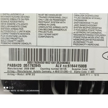 Recambio de airbag delantero derecho para ford ka (ccu) titanium referencia OEM IAM 616441500B  