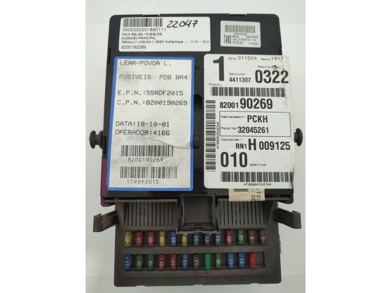 Recambio de caja reles / fusibles para renault laguna ii (bg0) authentique referencia OEM IAM 8200190269  
