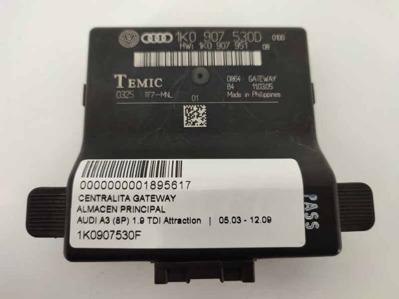 Recambio de centralita gateway para audi a3 (8p) 1.9 tdi attraction referencia OEM IAM 1K0907530F  