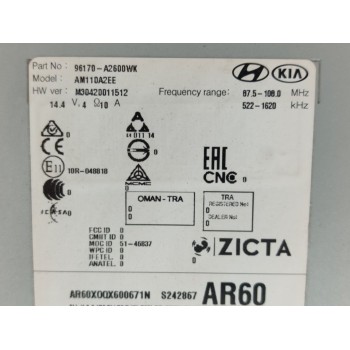 Recambio de sistema audio / radio cd para kia cee´d business referencia OEM IAM 96170A2600WK  