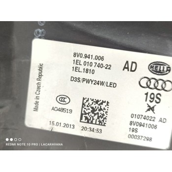 Recambio de faro derecho para audi a3 sportback (8va) ambiente referencia OEM IAM 8V0941006  