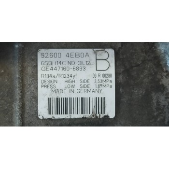 Recambio de compresor aire acondicionado para nissan qashqai (j11) 360 referencia OEM IAM 926004EBOA  