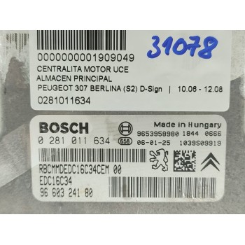Recambio de centralita motor uce para peugeot 307 break/sw (s2) d-sign referencia OEM IAM 0281011634  