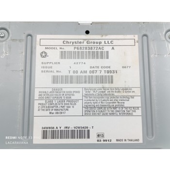 Recambio de sistema audio / radio cd para jeep wrangler / wrangler unlimited sahara referencia OEM IAM 68283872AC  