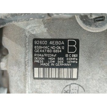 Recambio de compresor aire acondicionado para renault kadjar life referencia OEM IAM 926004EB0A  