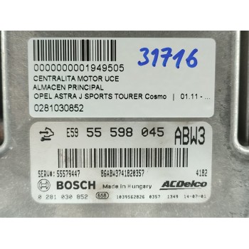 Recambio de centralita motor uce para opel astra j sports tourer cosmo referencia OEM IAM 0281030852  