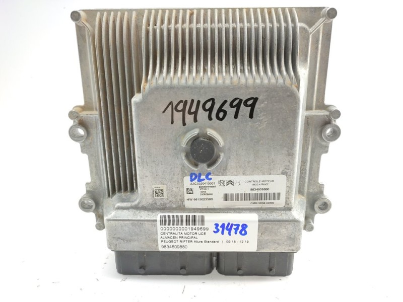 Recambio de centralita motor uce para peugeot rifter allure standard referencia OEM IAM 9834609880  