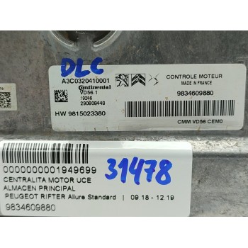 Recambio de centralita motor uce para peugeot rifter allure standard referencia OEM IAM 9834609880  