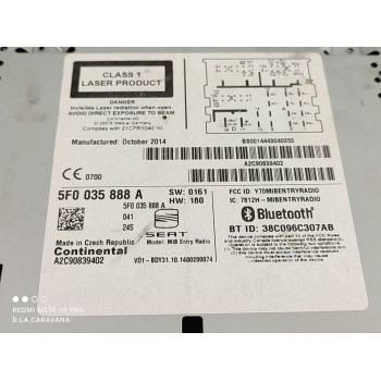Recambio de sistema audio / radio cd para seat leon (5f1) reference referencia OEM IAM 5F0035888A  