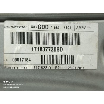 Recambio de elevalunas delantero derecho para volkswagen touran (1t3) advance referencia OEM IAM 1T1837730BD  