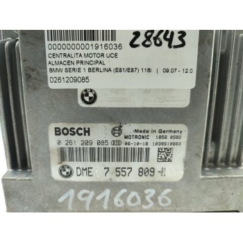 Recambio de centralita motor uce para bmw serie 1 berlina (e81/e87) 116i referencia OEM IAM 0261209085  