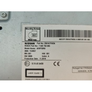 Recambio de pantalla multifuncion para nissan qashqai ii (j11, j11_) 1.5 dci referencia OEM IAM 2591A7FW3A  