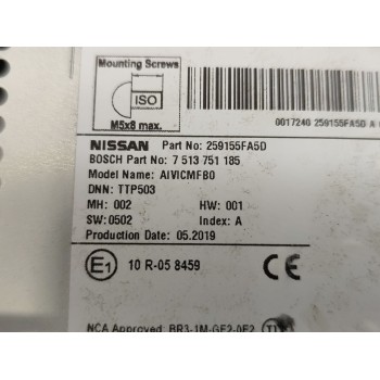 Recambio de pantalla multifuncion para nissan micra v (k14) 1.0 dig-t 117 referencia OEM IAM 259155FA5D  